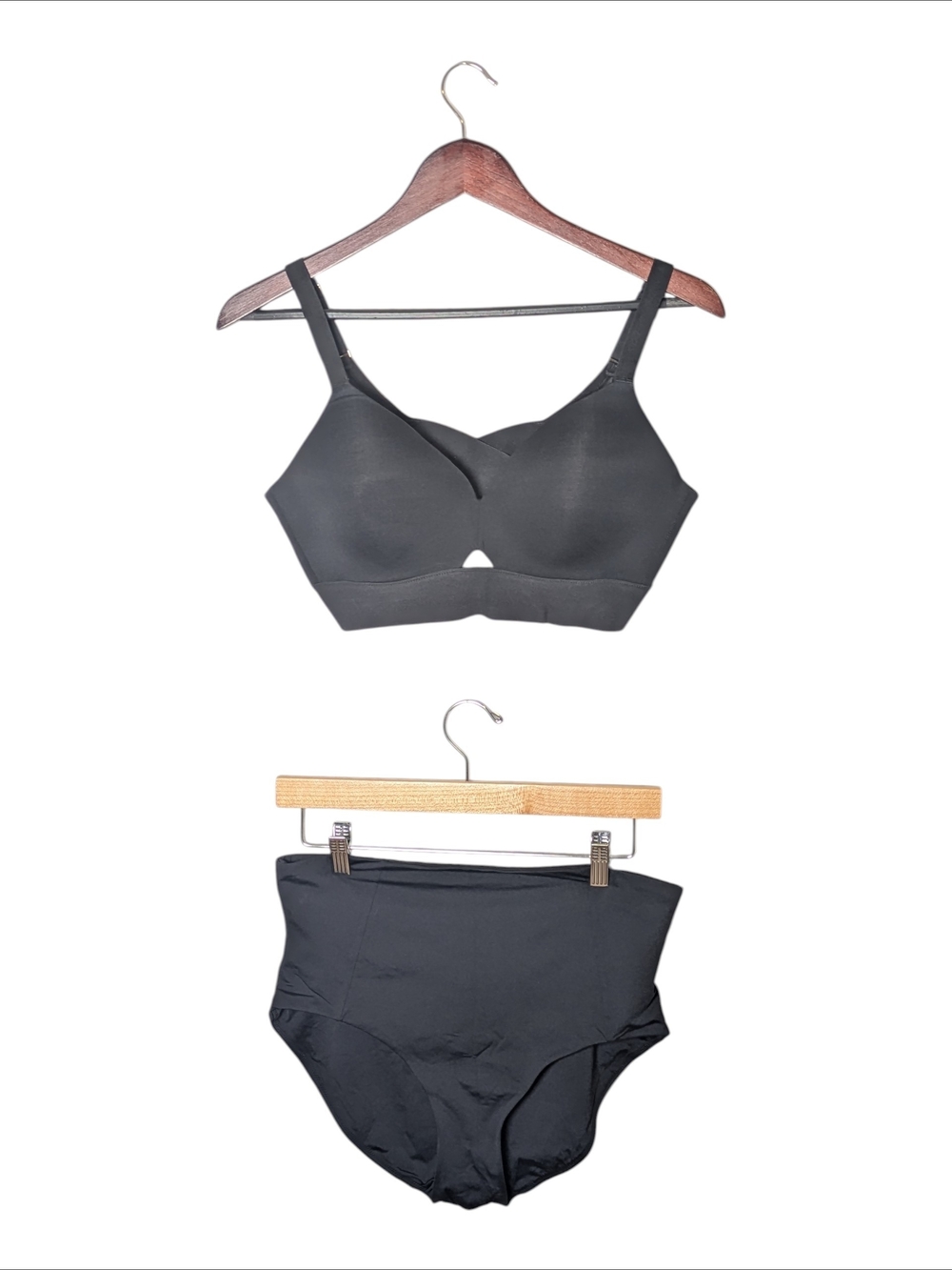 SPANX Black Sports Bra/SwimTop & Hi- Rise Swim Bottom Shapewear Swimsuit Workout